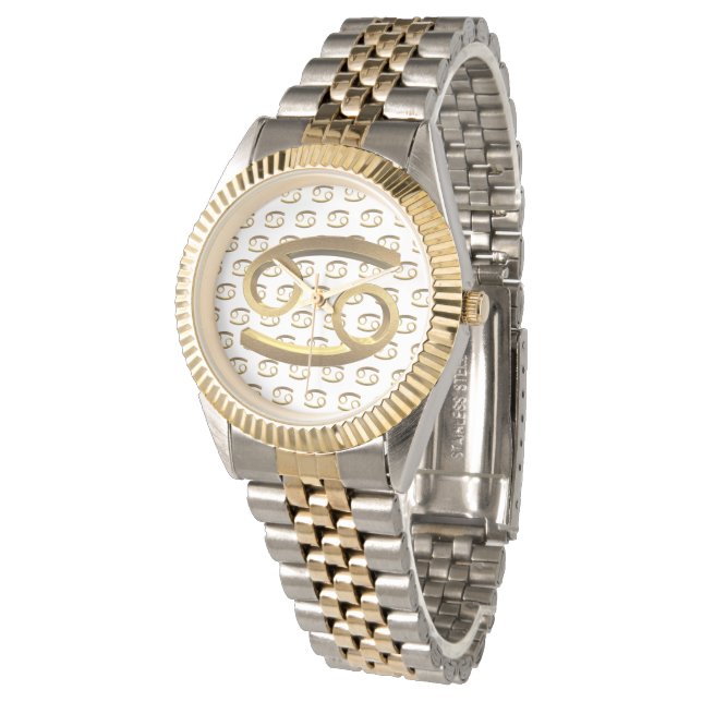 Astrology Zodiac Sign Cancer Gold Symbol Elegant Watch (Angled)