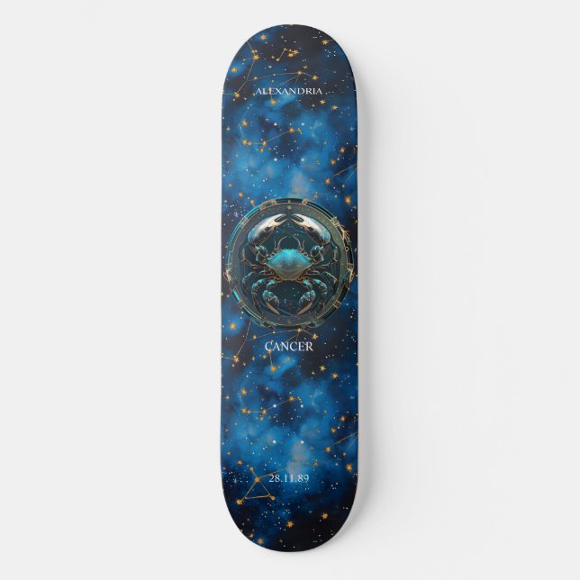 Astrology Zodiac Sign Cancer Personalised Skateboa Skateboard (Front)