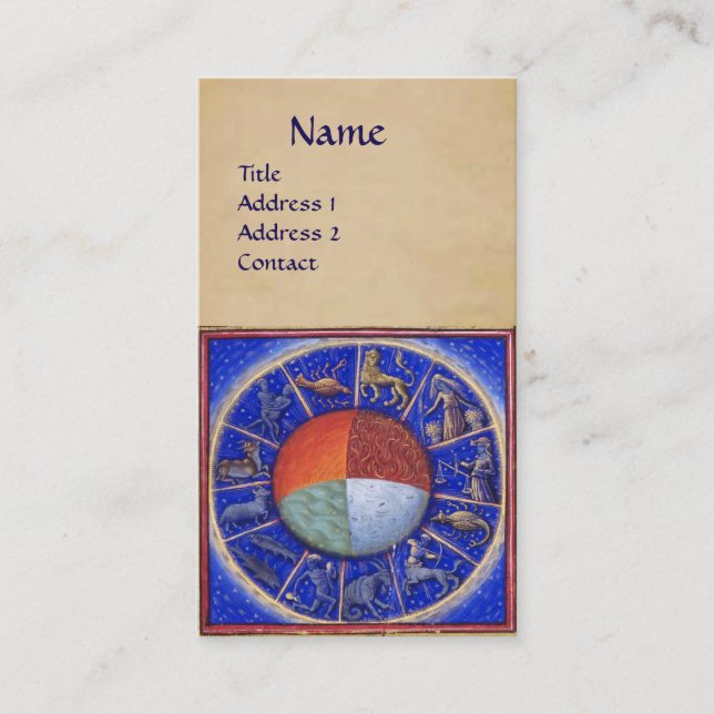 ASTROLOGY,ZODIACAL SIGNS,FOUR ELEMENTS Astrologist Business Card (Front)