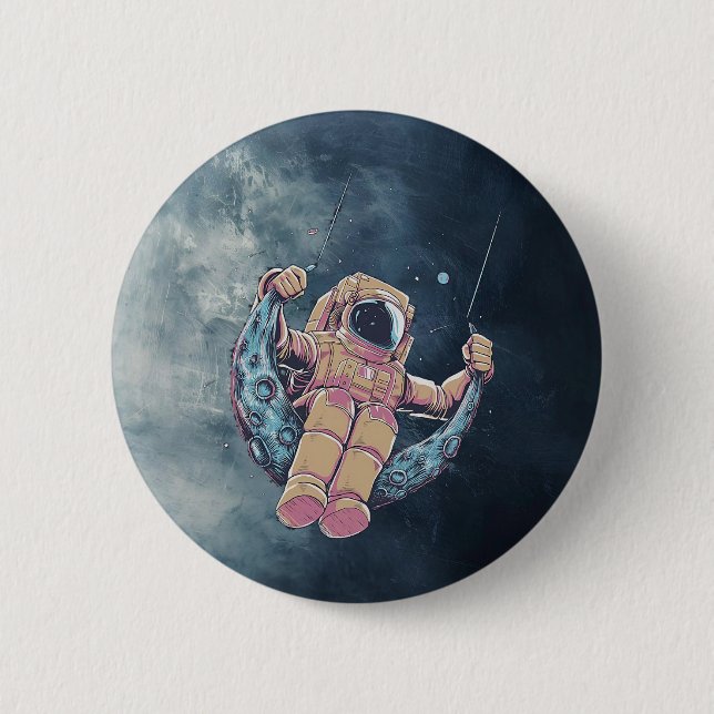 Astronaut 6 Cm Round Badge (Front)