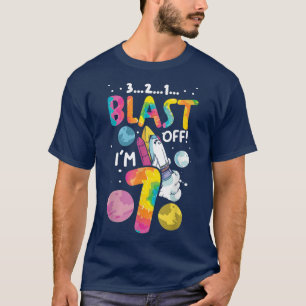Astronaut 7th Birthday 7 Years Old  3 2 1 Blast Of T-Shirt
