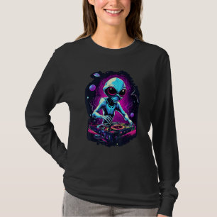 Astronaut Alien DJ Alien DJing in Space EDM Alien  T-Shirt