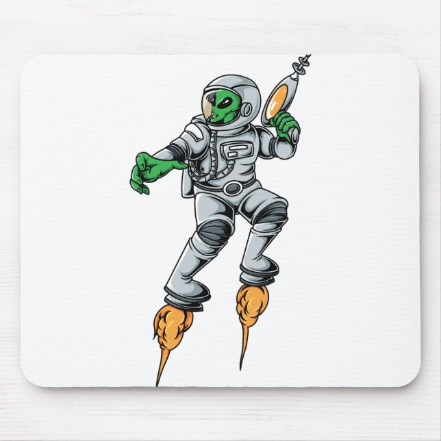 Astronaut Alien Sci-Fi Space Ufo Mouse Pad (Front)