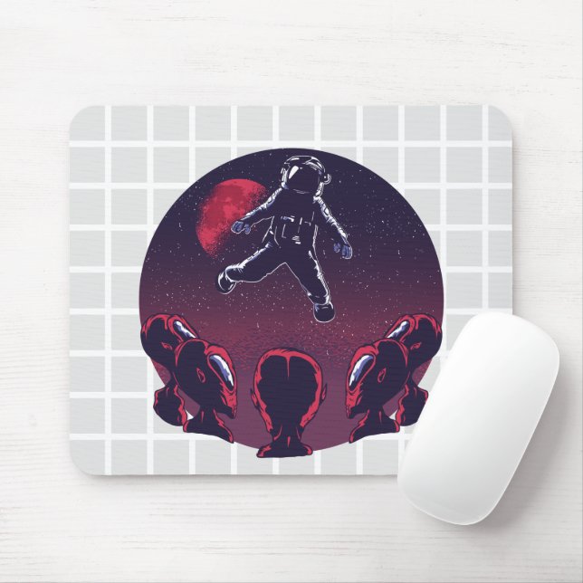 Astronaut & Aliens Grid Mouse Pad (With Mouse)