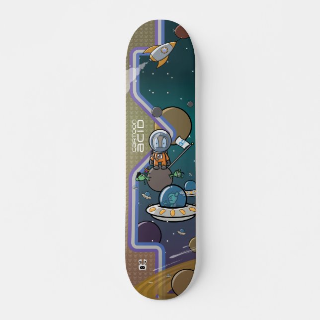 Astronaut Ambushed in Space by Aliens Skateboard (Front)