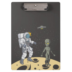 Astronaut and alien clipboard