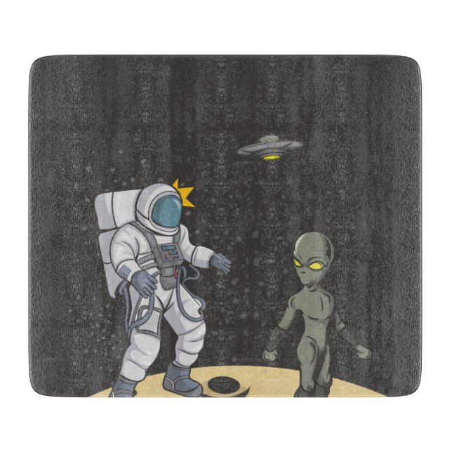 Astronaut and alien   cutting board (Front)