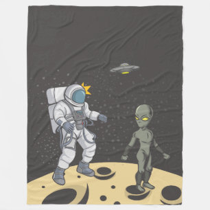 Astronaut and alien fleece blanket