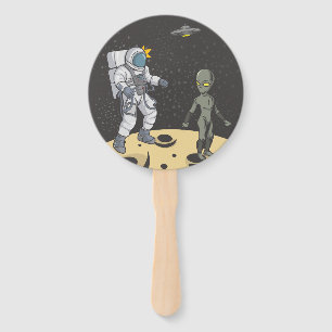 Astronaut and alien    hand fan