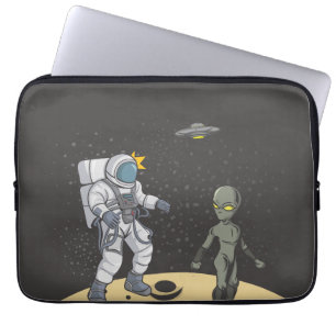 Astronaut and alien laptop sleeve