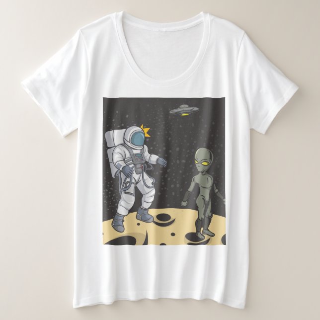 Astronaut and alien    plus size T-Shirt (Design Front)