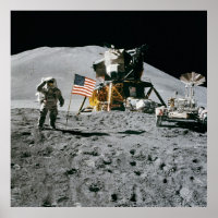 Astronaut and American Flag Apollo Moon Mission
