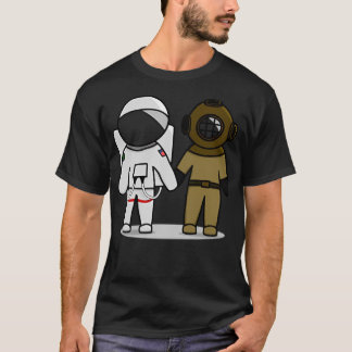 Astronaut And Diver Illustration T-Shirt