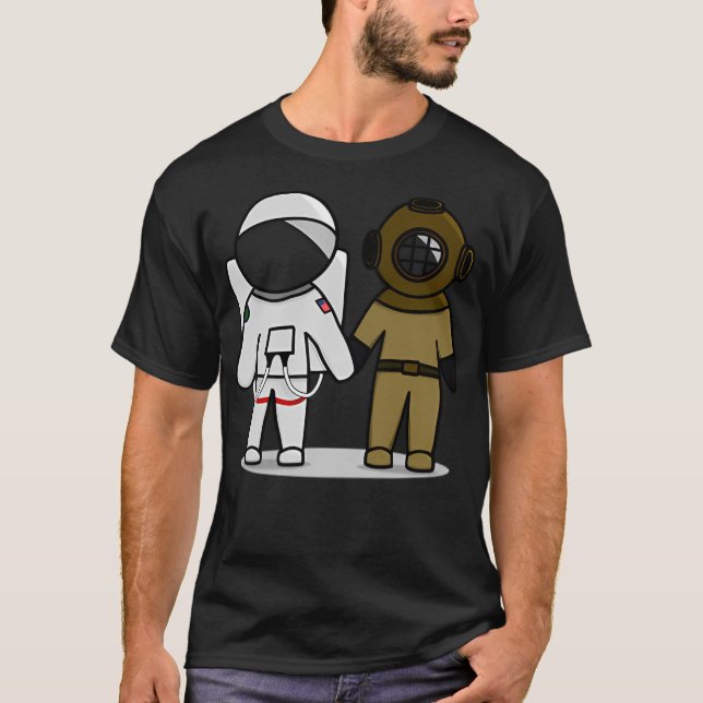 Astronaut And Diver Illustration T-Shirt (Front)