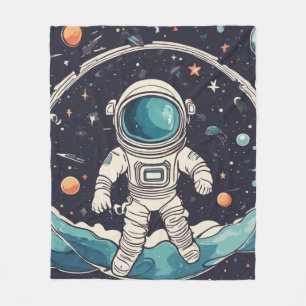 Astronaut and Planets Space Fleece Blanket