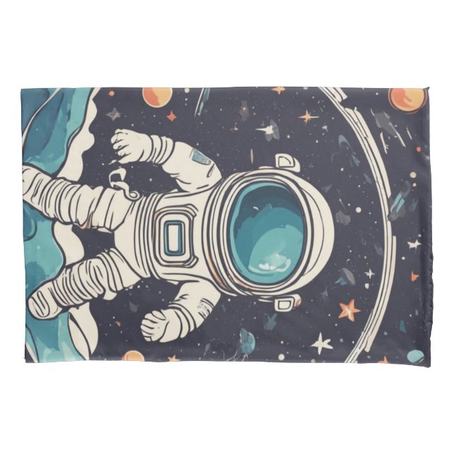 Astronaut and Planets Space Pillowcase (Front)