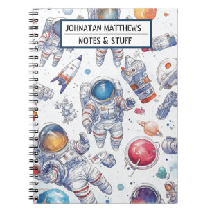 Astronaut and Space Spiral Photo Notebook