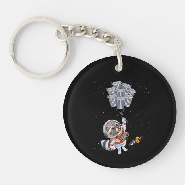 Astronaut animal funny Racoon Moon trash cans spa Key Ring (Front)