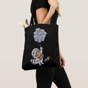 Astronaut animal funny Racoon Moon trash cans spa Tote Bag