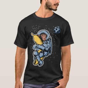 Astronaut Ape Hugging Banana in Space T-Shirt