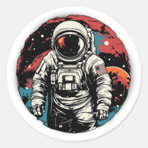 Astronaut ArtColor 03 Classic Round Sticker