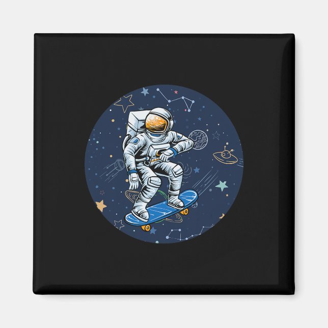 Astronaut Astronomy Outer Space Skate Skater Skate Magnet (Front)