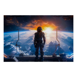 Astronaut at the Viewport Poster