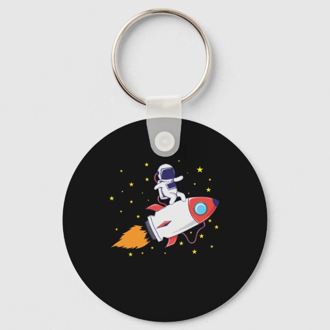 Astronaut auf Rakete Key Ring (Front)