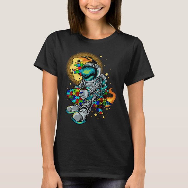 Astronaut Autism Awareness With Autistic Planet Fo T-Shirt (Front)