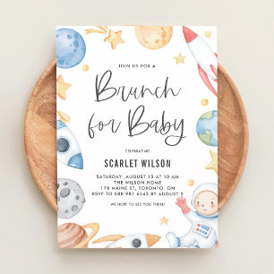 Astronaut Baby Brunch Boy Space Watercolor Invitation