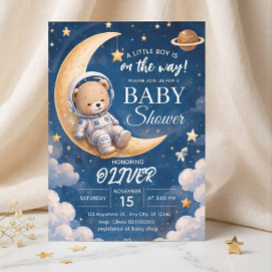 Astronaut Baby Shower Invitation Boy Space Bear