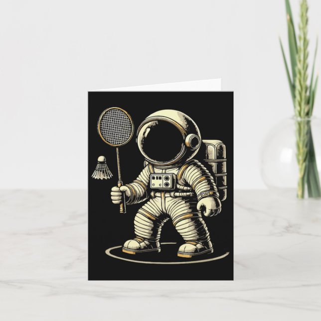 Astronaut Badminton Player Shuttle 2  Card (Front)