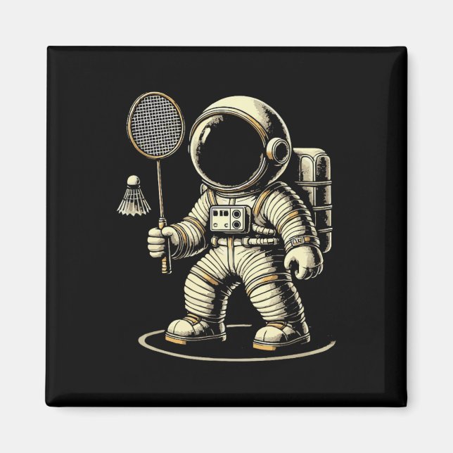 Astronaut Badminton Player Shuttle 2  Magnet (Front)