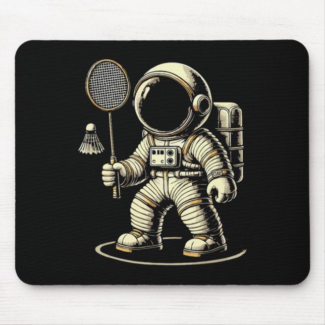 Astronaut Badminton Player Shuttle 2  Mouse Pad (Front)