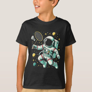 Astronaut Badminton Player Shuttle Sport T-Shirt