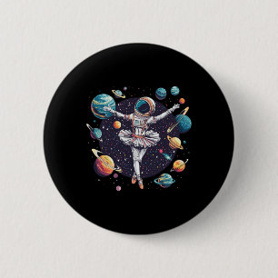 Astronaut Ballerina Dancing In Space Planets Galax 6 Cm Round Badge