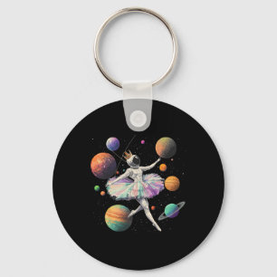 Astronaut Ballerina Dancing In Space Planets Kids Key Ring