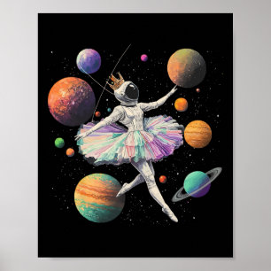 Astronaut Ballerina Dancing In Space Planets Kids  Poster