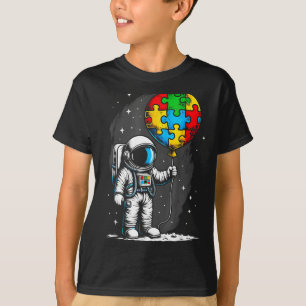 Astronaut Balloon Au Awareness Space Autistic Kids T-Shirt