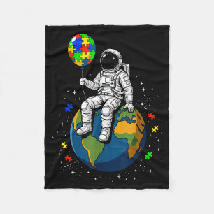 Astronaut balloon autism awareness space autistic fleece blanket