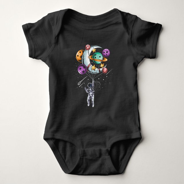 Astronaut Balloon Planets Illustrations Baby Bodysuit (Front)
