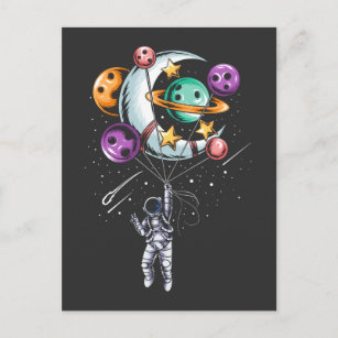 Astronaut Balloon Planets Illustrations Postcard