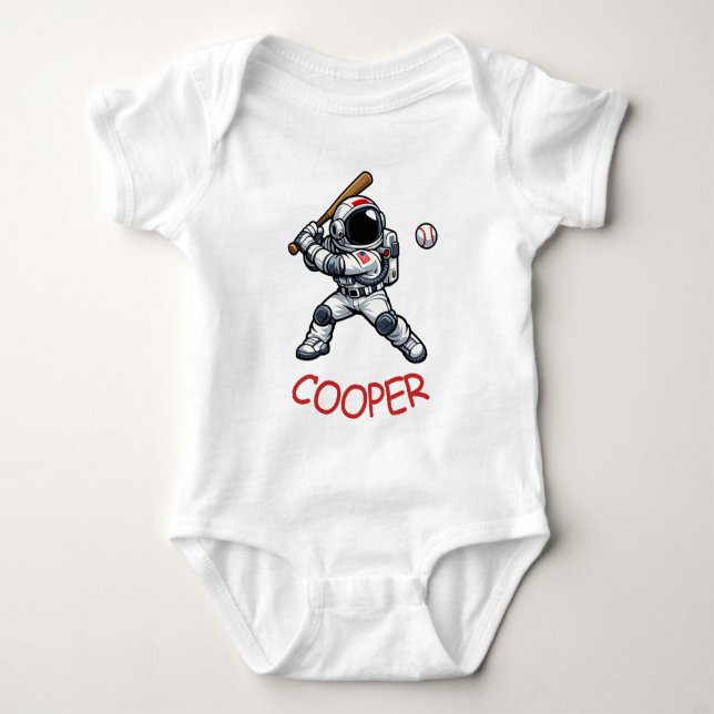 Astronaut Baseball Baby Bodysuit (Front)