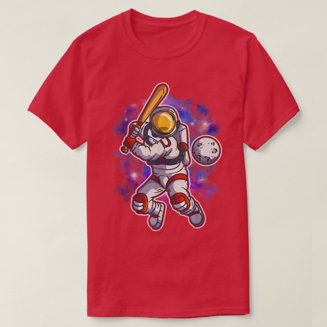 Astronaut Baseball Batting Player Team Outer Space T-Shirt (Design Front)
