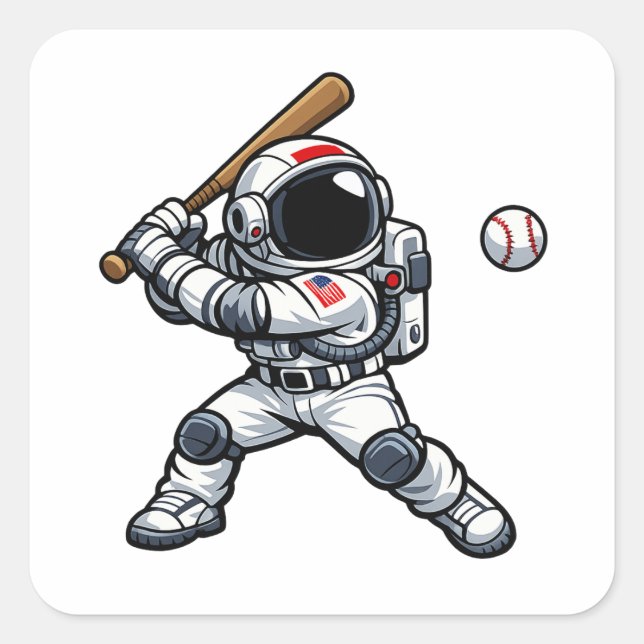 Astronaut Baseball Square Sticker (Front)