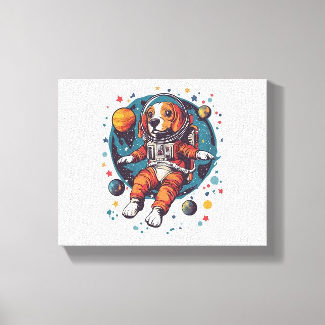 Astronaut Beagle – Space Explorer Dog Canvas Print (Front)