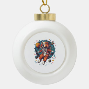 Astronaut Beagle � Space Explorer Dog Ceramic Ball Christmas Ornament