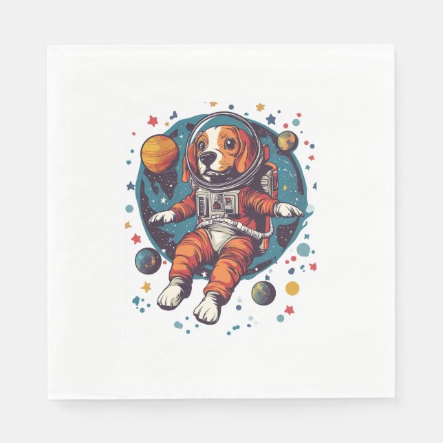 Astronaut Beagle – Space Explorer Dog Napkin (Front)