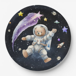 Astronaut Bear Paper Plates   Space-Themed Party