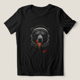 Astronaut Bear with Neon Paint Drips Cosmic Animal Tri-Blend Shirt